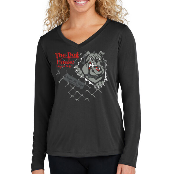 Sport Tek Womens Long Sleeve PosiCharge Competitor V Neck Tee - Printed Logo Thumbnail